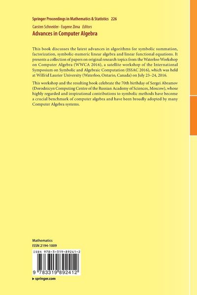 Produktbild: Advances in Computer Algebra