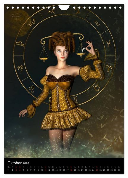 Produktbild: Unter Sternen geboren - Fantasy Tierkreis im Zeichen der Frau (Wandkalender 2026 DIN A4 hoch), CALVENDO Monatskalender