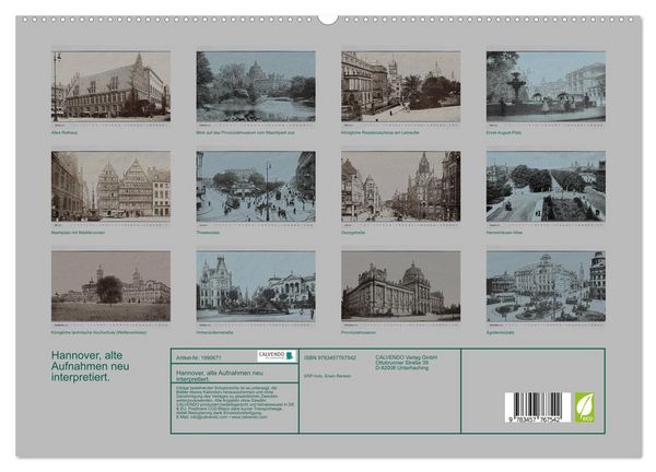 Produktbild: Hannover, alte Aufnahmen neu interpretiert. (hochwertiger Premium Wandkalender 2026 DIN A2 quer), Kunstdruck in Hochglanz