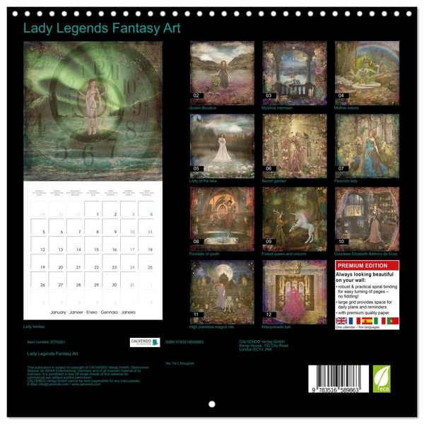 Produktbild: Lady Legends Fantasy Art (Wall Calendar 2026 12 &times; 12 Inch) CALVENDO 12 Month Wall Calendar