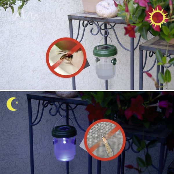 Produktbild: Gardigo Solar Insektenfalle Lockstoff, LED-Licht Wespenfalle (&Oslash; x H) 93 mm x 117 mm Gr&uuml;n 1 St.