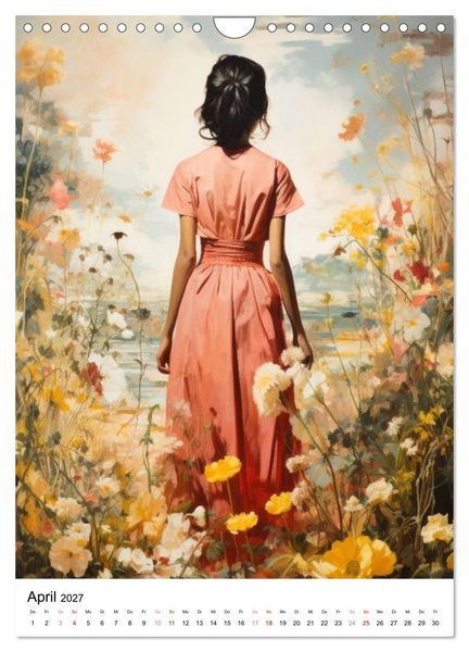 Produktbild: Zwischen Bl&uuml;ten und Tr&auml;umen - 12 kunstvolle Frauenportraits (Wandkalender 2027 DIN A4 hoch), CALVENDO Monatskalender