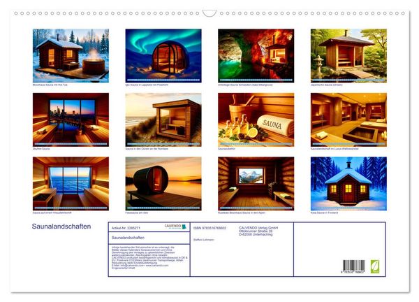 Produktbild: Saunalandschaften (Wandkalender 2027 DIN A2 quer), CALVENDO Monatskalender