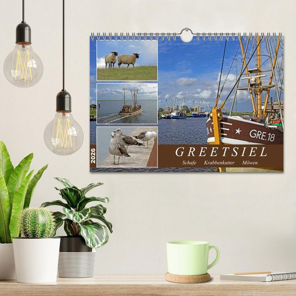 Produktbild: GREETSIEL - Schafe - Krabbenkutter - M&ouml;wen (Wandkalender 2026 DIN A4 quer), CALVENDO Monatskalender