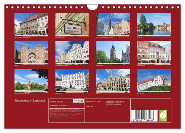 Produktbild: Unterwegs in Landshut (Wandkalender 2026 DIN A4 quer), CALVENDO Monatskalender