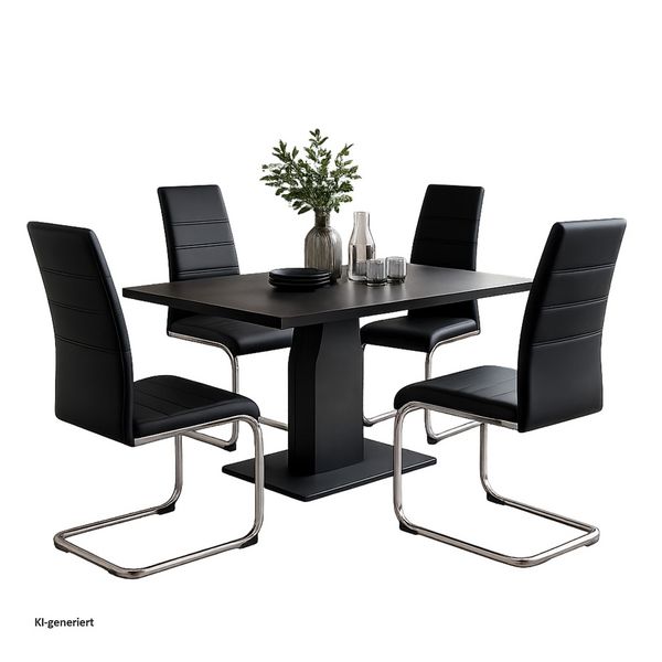 Produktbild: HTI-Living Esszimmerstuhl SallyC Kunstleder 4er-Set Schwarz
