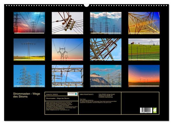 Produktbild: Strommasten - Wege des Stroms (Wandkalender 2026 DIN A2 quer), CALVENDO Monatskalender