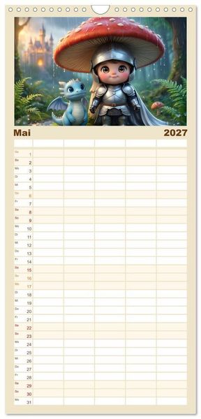 Produktbild: Familienplaner 2027 - Kleiner Ritter - Jahresreise mit 5 Spalten (Wandkalender, 21 x 45 cm) CALVENDO