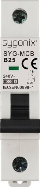 Produktbild: Sygonix SY-6440884 SYG-MCB 1P/B25/6KA Leitungsschutzschalter 1polig 25A 240 V/AC