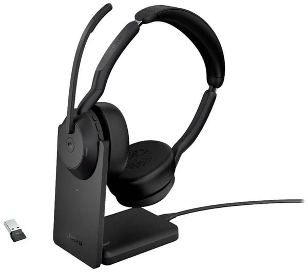 Jabra Evolve2 55 MS Stereo Computer On Ear Kopfhörer Bluetooth® Stereo Schwarz Mikrofon-Rauschunterdrückung, Noise Cance