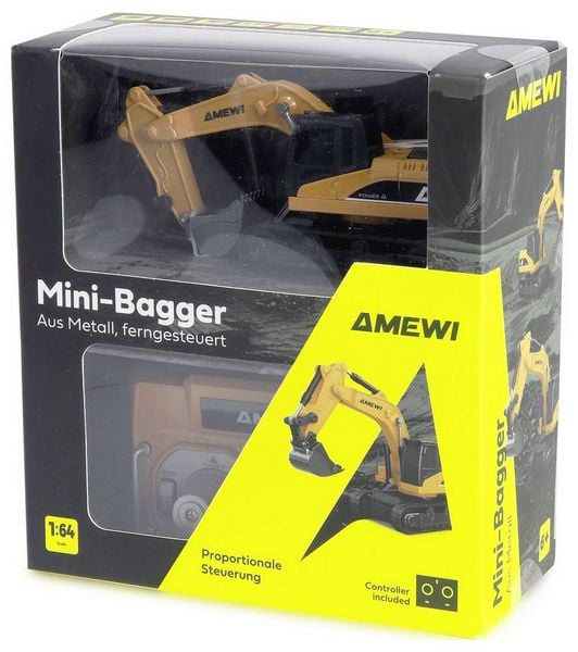 Produktbild: AMEWI Mini-Bagger aus Metall RC-Modell proportional 8-Kanal 1:64 RTR