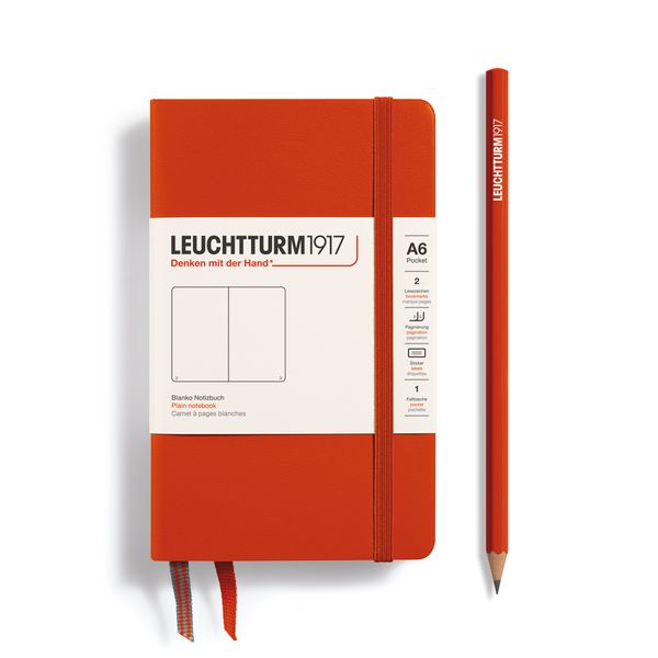 Produktbild: LEUCHTTURM1917 Notizbuch Pocket (A6), Hardcover, 187 nummerierte Seiten, Fox Red, Blanko