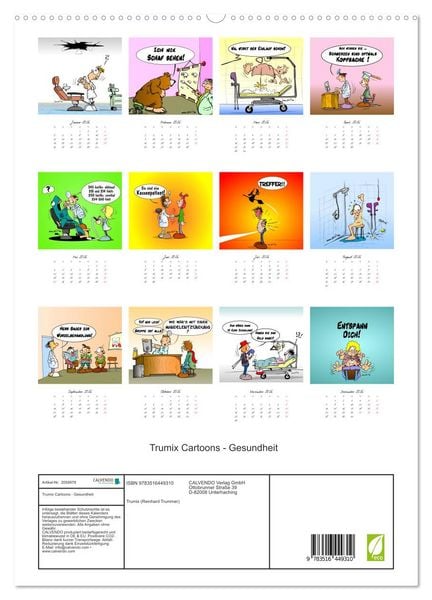 Produktbild: Trumix Cartoons - Gesundheit (hochwertiger Premium Wandkalender 2026 DIN A2 hoch), Kunstdruck in Hochglanz