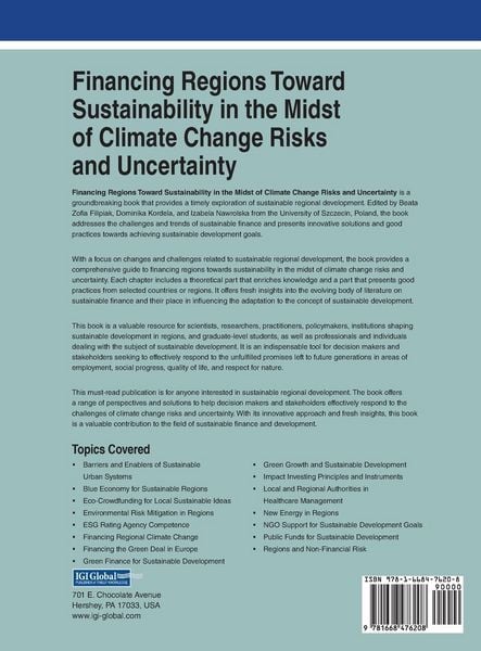 Produktbild: Financing Regions Toward Sustainability in the Midst of Climate Change Risks and Uncertainty
