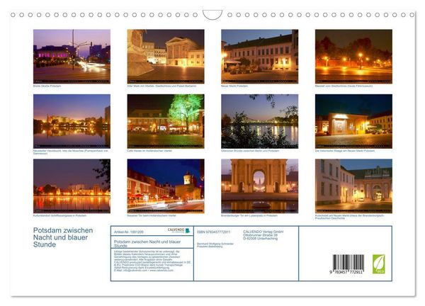 Produktbild: Potsdam zwischen Nacht und blauer Stunde (Wandkalender 2026 DIN A3 quer), CALVENDO Monatskalender
