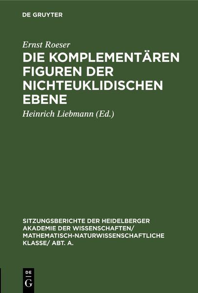 Produktbild: Die komplement&auml;ren Figuren der nichteuklidischen Ebene