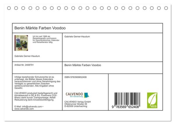 Produktbild: Benin M&auml;rkte Farben Voodoo (Tischkalender 2027 DIN A5 quer), CALVENDO Monatskalender