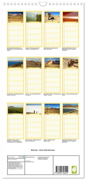 Produktbild: Familienplaner 2027 - Bolivien - Eine Wanderreise mit 5 Spalten (Wandkalender, 21 x 45 cm) CALVENDO