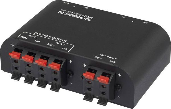Produktbild: SpeaKa Professional 2 Port Lautsprecher-Umschalter Klemmanschluss Metallgeh&auml;use Schwarz