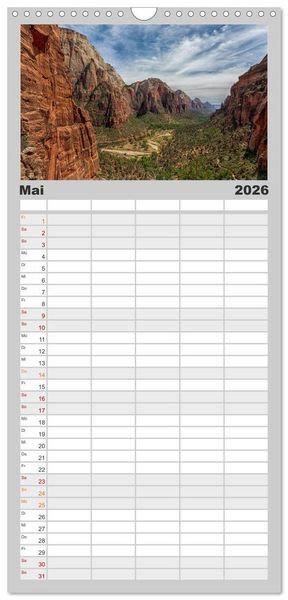 Produktbild: Familienplaner 2026 - USA Deluxe mit 5 Spalten (Wandkalender, 21 x 45 cm) CALVENDO