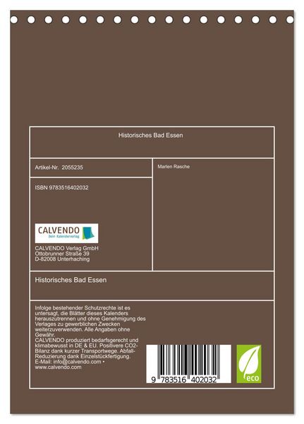 Produktbild: Historisches Bad Essen (Tischkalender 2026 DIN A5 hoch), CALVENDO Monatskalender