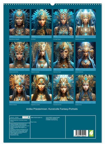 Produktbild: Antike Priesterinnen. Kunstvolle Fantasy-Portraits (hochwertiger Premium Wandkalender 2026 DIN A2 hoch), Kunstdruck in Hochglanz