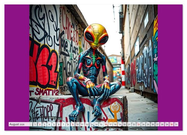 Produktbild: NEONZ - Graffiti trifft Galaxie (hochwertiger Premium Wandkalender 2026 DIN A2 quer), Kunstdruck in Hochglanz
