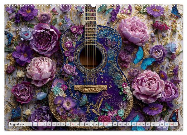 Produktbild: Saitenzauber &ndash; Gitarren im Bilderklang (hochwertiger Premium Wandkalender 2026 DIN A2 quer), Kunstdruck in Hochglanz