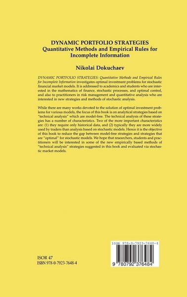 Produktbild: Dynamic Portfolio Strategies: quantitative methods and empirical rules for incomplete information