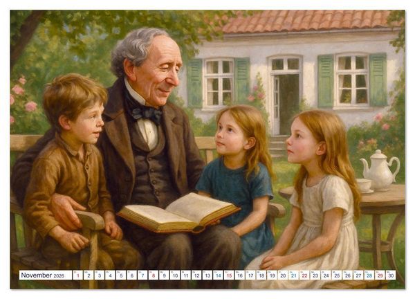 Produktbild: Hans Christian Andersen. Sein Leben, seine Werke (hochwertiger Premium Wandkalender 2026 DIN A2 quer), Kunstdruck in Hochglanz