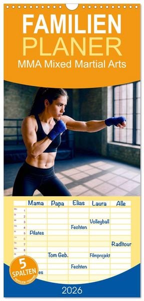 Produktbild: Familienplaner 2026 - MMA Mixed Martial Arts mit 5 Spalten (Wandkalender, 21 x 45 cm) CALVENDO