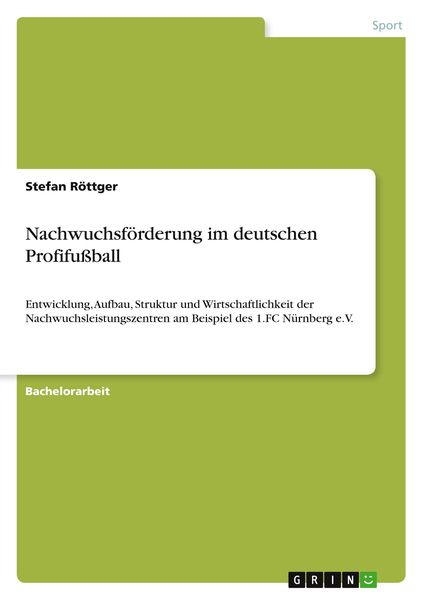 Produktbild: Nachwuchsf&ouml;rderung im deutschen Profifu&szlig;ball