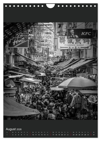 Produktbild: Hongkong schwarzwei&szlig; (Wandkalender 2026 DIN A4 hoch), CALVENDO Monatskalender
