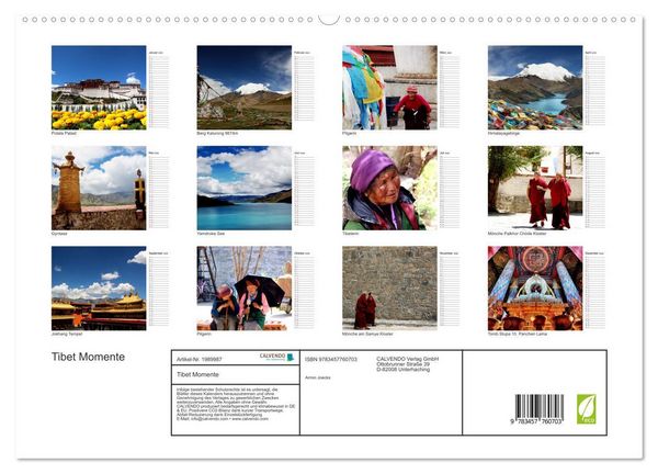 Produktbild: Tibet Momente (hochwertiger Premium Wandkalender 2026 DIN A2 quer), Kunstdruck in Hochglanz