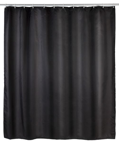 Anti-Schimmel Duschvorhang Uni Black, Textil (Polyester), 180 x 200 cm, waschbar