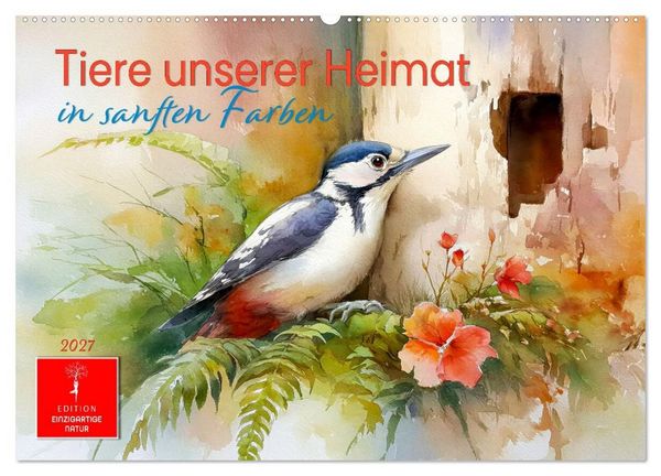 Produktbild: Tiere unserer Heimat in sanften Farben (Wandkalender 2027 DIN A2 quer), CALVENDO Monatskalender