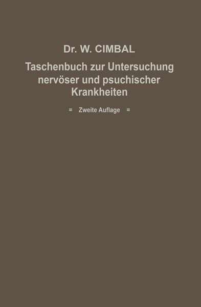Produktbild: Taschenbuch zur Untersuchung nerv&ouml;ser und psychischer Krankheiten