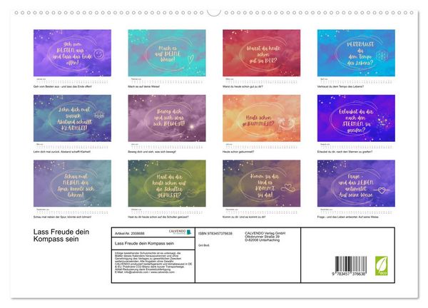 Produktbild: Lass Freude dein Kompass sein (hochwertiger Premium Wandkalender 2026 DIN A2 quer), Kunstdruck in Hochglanz
