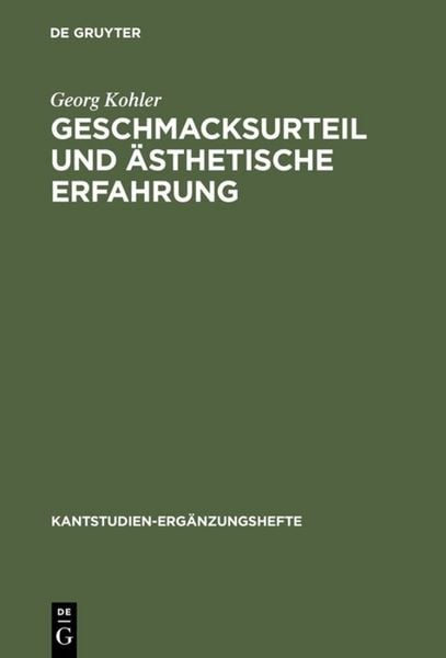 Produktbild: Geschmacksurteil und &auml;sthetische Erfahrung