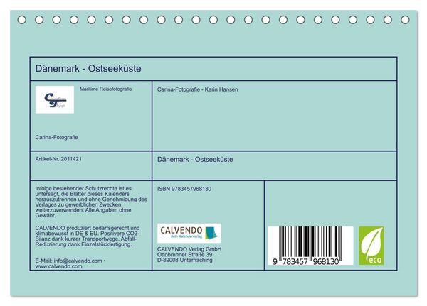 Produktbild: D&auml;nemark - Ostseek&uuml;ste (Tischkalender 2026 DIN A5 quer), CALVENDO Monatskalender