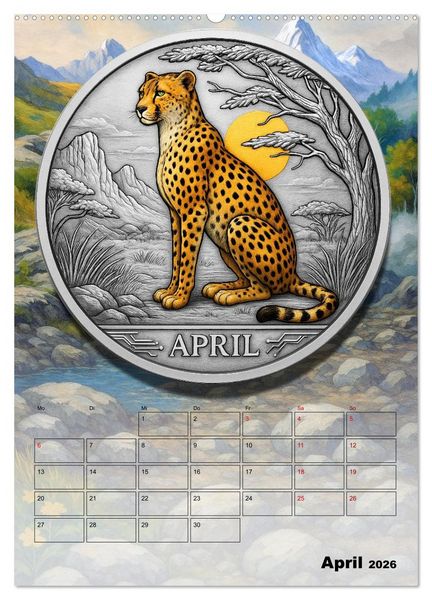 Produktbild: Katzenadel in Silber (hochwertiger Premium Wandkalender 2026 DIN A2 hoch), Kunstdruck in Hochglanz