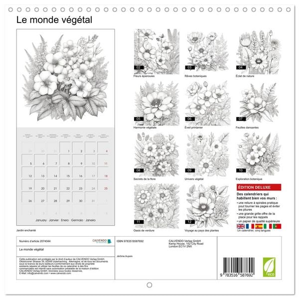 Produktbild: Le monde v&eacute;g&eacute;tal (Calendrier mural carr&eacute; 2026 30x30 cm) Calendrier double avec une page pour vos prises de notes