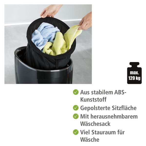 Produktbild: Hocker Mod. Candy Black, mit abnehmbarem W&auml;schesammler