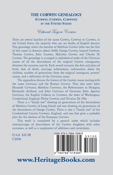 Produktbild: The Corwin Genealogy