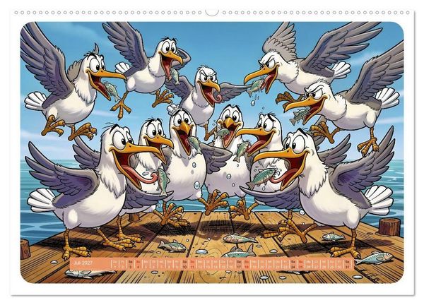 Produktbild: Gierige M&ouml;wen - Comic (hochwertiger Premium Wandkalender 2027 DIN A2 quer), Kunstdruck in Hochglanz