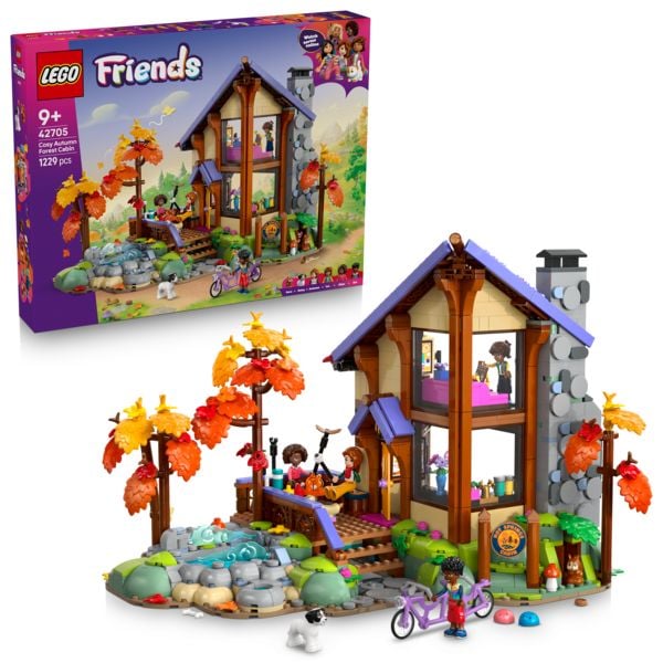 Produktbild: LEGO Friends 42705 Gem&uuml;tliche H&uuml;tte im Herbstwald, Bauspielzeug, 4 Spielfiguren, ein Hund und ein Eichh&ouml;rnchen