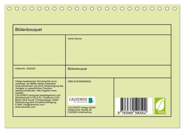 Produktbild: Bl&uuml;tenbouquet (Tischkalender 2027 DIN A5 quer), CALVENDO Monatskalender