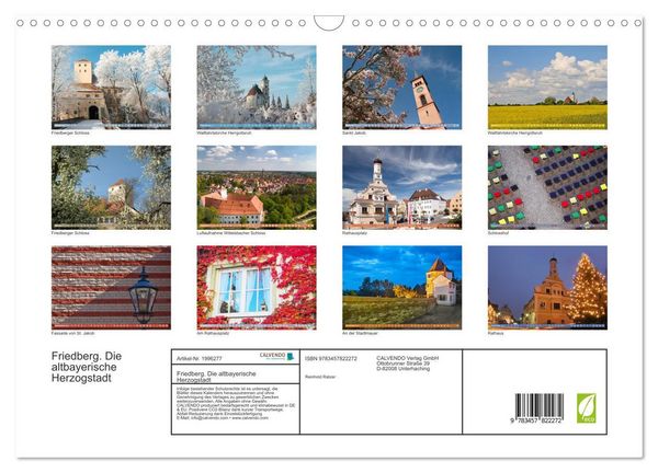 Produktbild: Friedberg. Die altbayerische Herzogstadt (Wandkalender 2026 DIN A3 quer), CALVENDO Monatskalender