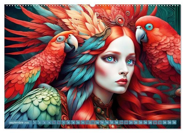 Produktbild: La muse aux oiseaux (Calendrier mural 2026 DIN A2 vertical), CALVENDO calendrier mensuel