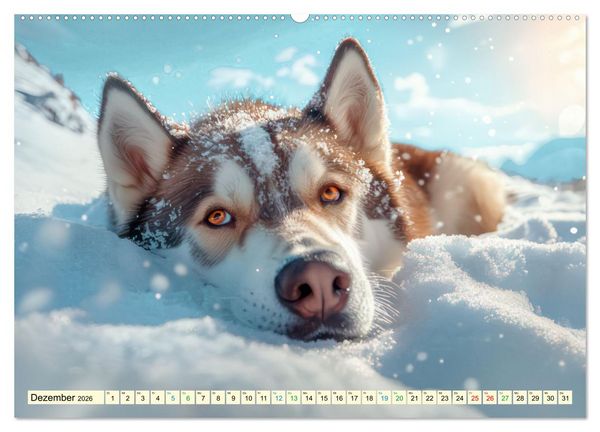 Produktbild: Huskies - Kraft und Anmut (Wandkalender 2026 DIN A2 quer), CALVENDO Monatskalender